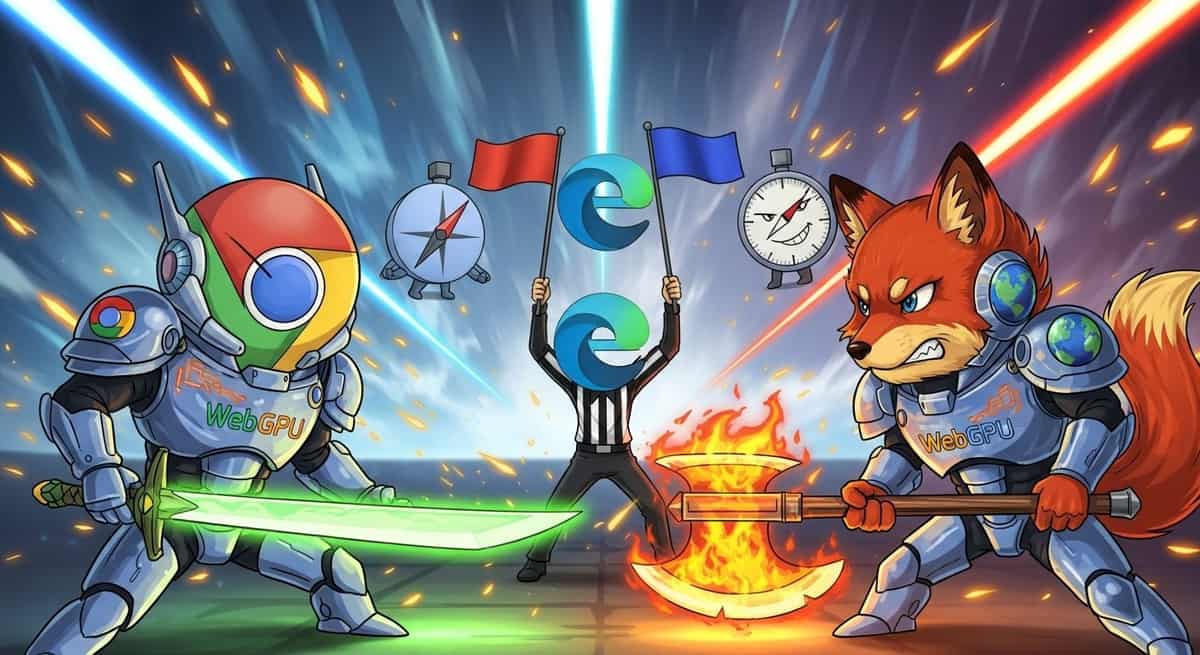 Background image for "Browser Graphics Wars: WebGPU Implementation Battle"