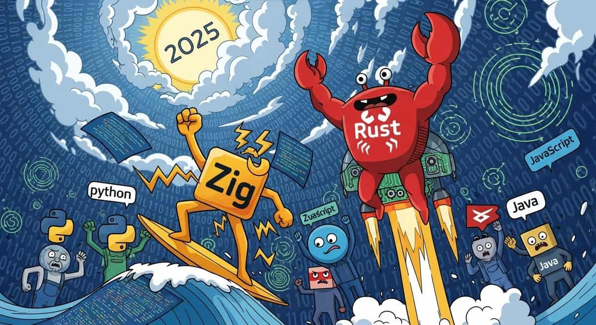 Background image for "2025's Programming Language Revolution: Zig and Rust Rise"
