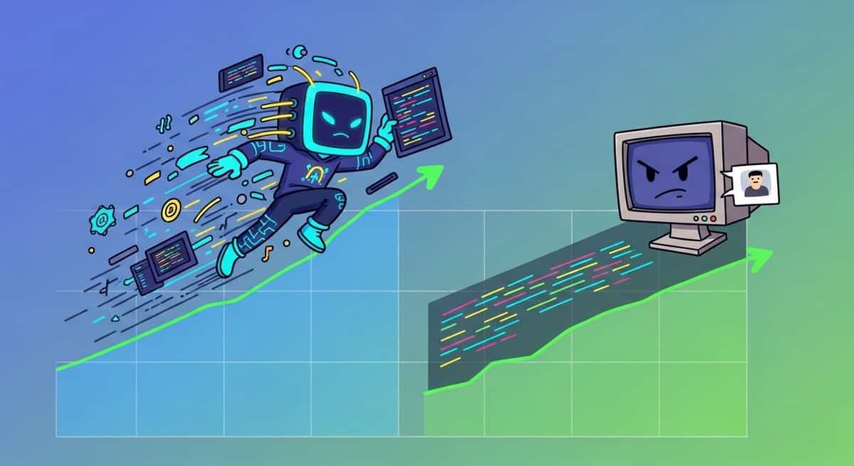Performance comparison chart showing AI coding assistants vs traditional IDEs