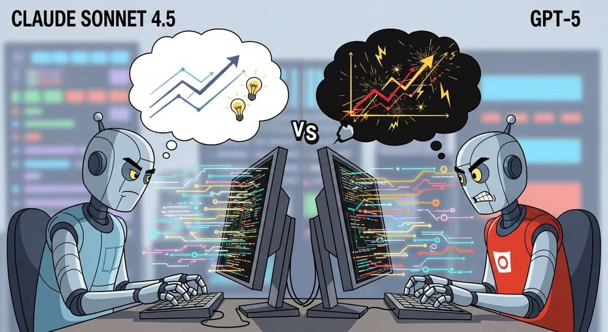 Side-by-side performance comparison of Claude Sonnet 4.5 and GPT-5 on coding benchmarks
