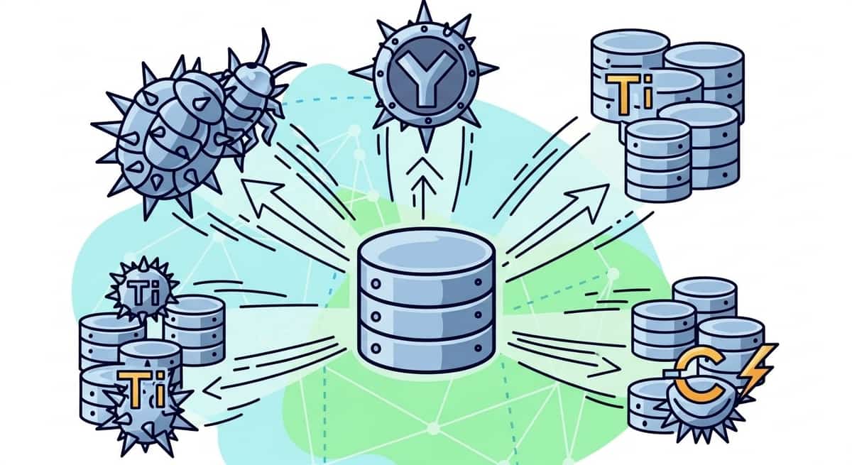 Distributed database architecture showing CockroachDB, YugabyteDB, TiDB and Cassandra scaling patterns