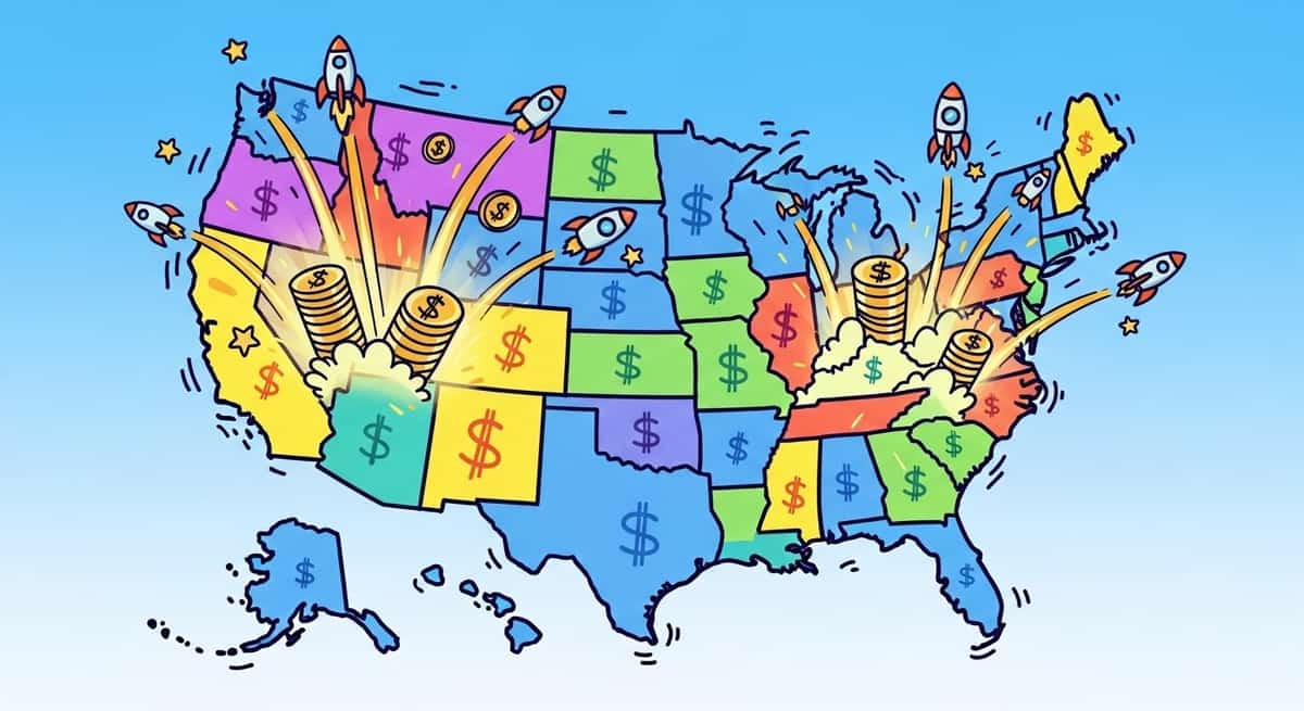 Geographic distribution of mega-round startup funding across US states