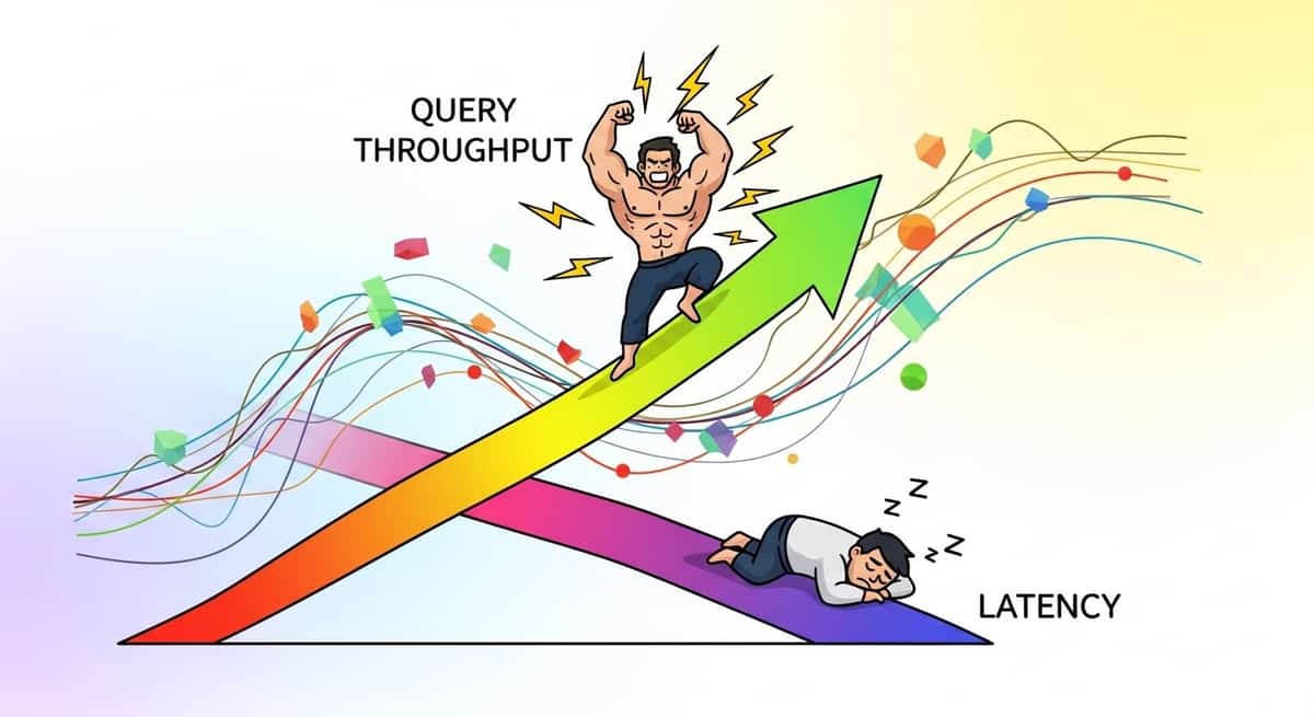 Performance comparison chart showing query throughput and latency metrics