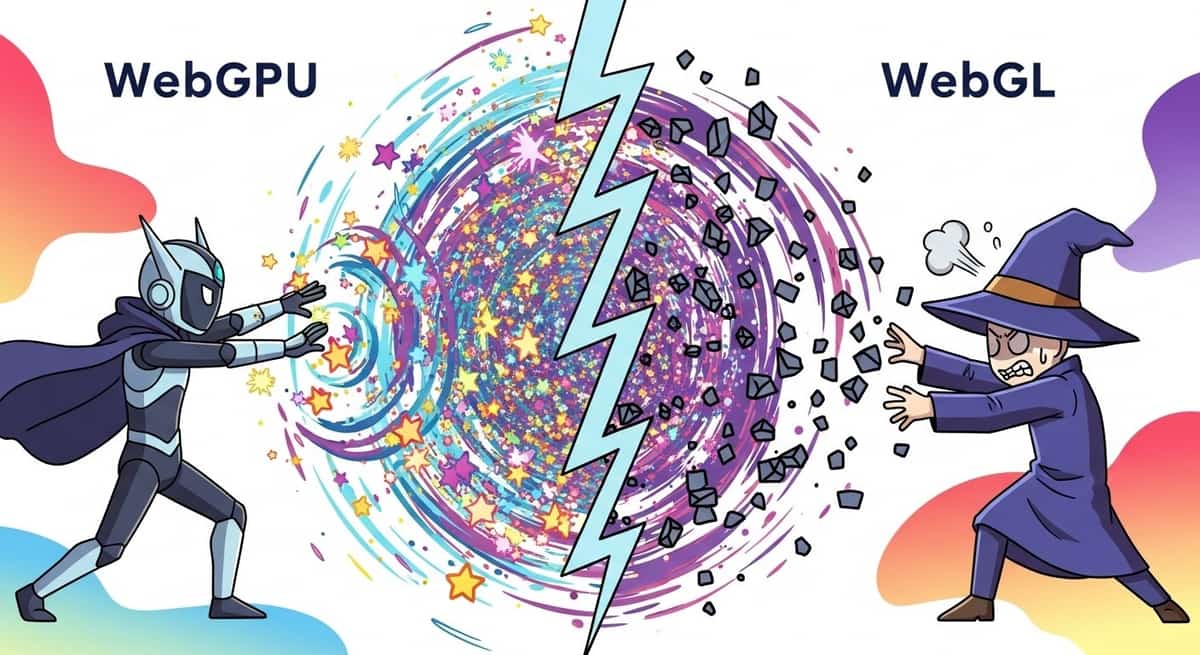 Performance comparison chart showing WebGPU vs WebGL particle system benchmarks