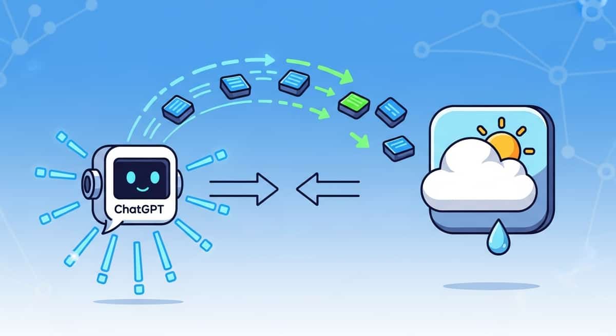 Model Context Protocol data flow between ChatGPT and weather app