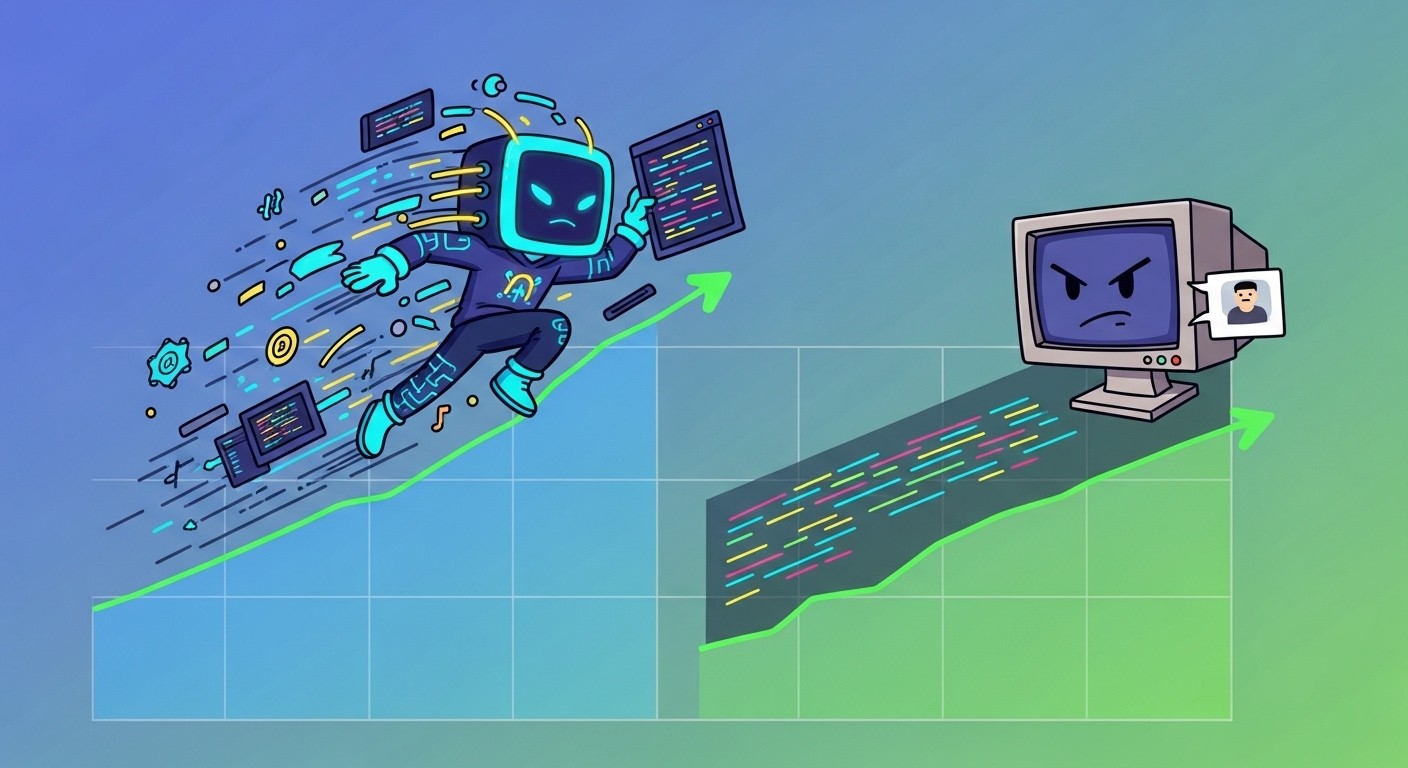 Performance comparison chart showing AI coding assistants vs traditional IDEs