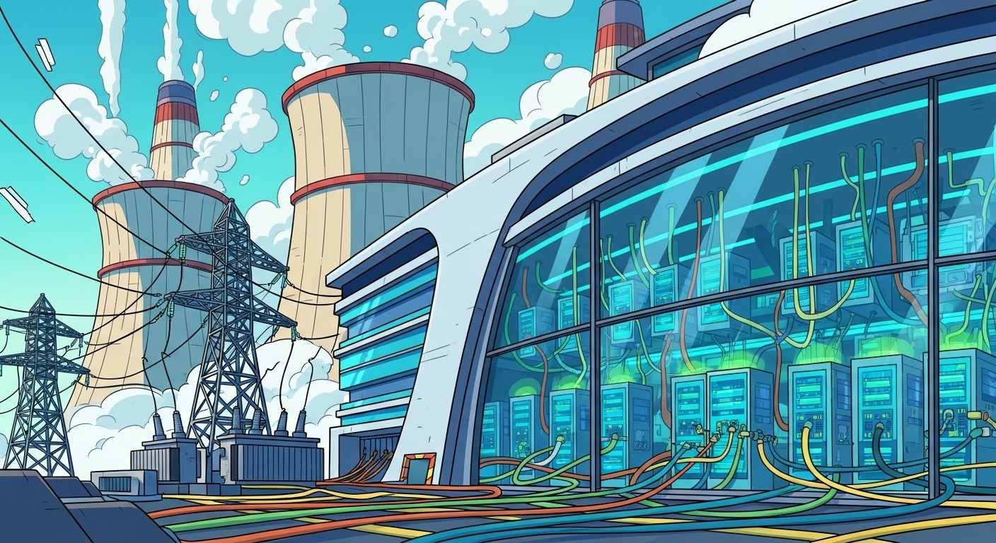 Modern AI data center with massive cooling and power infrastructure
