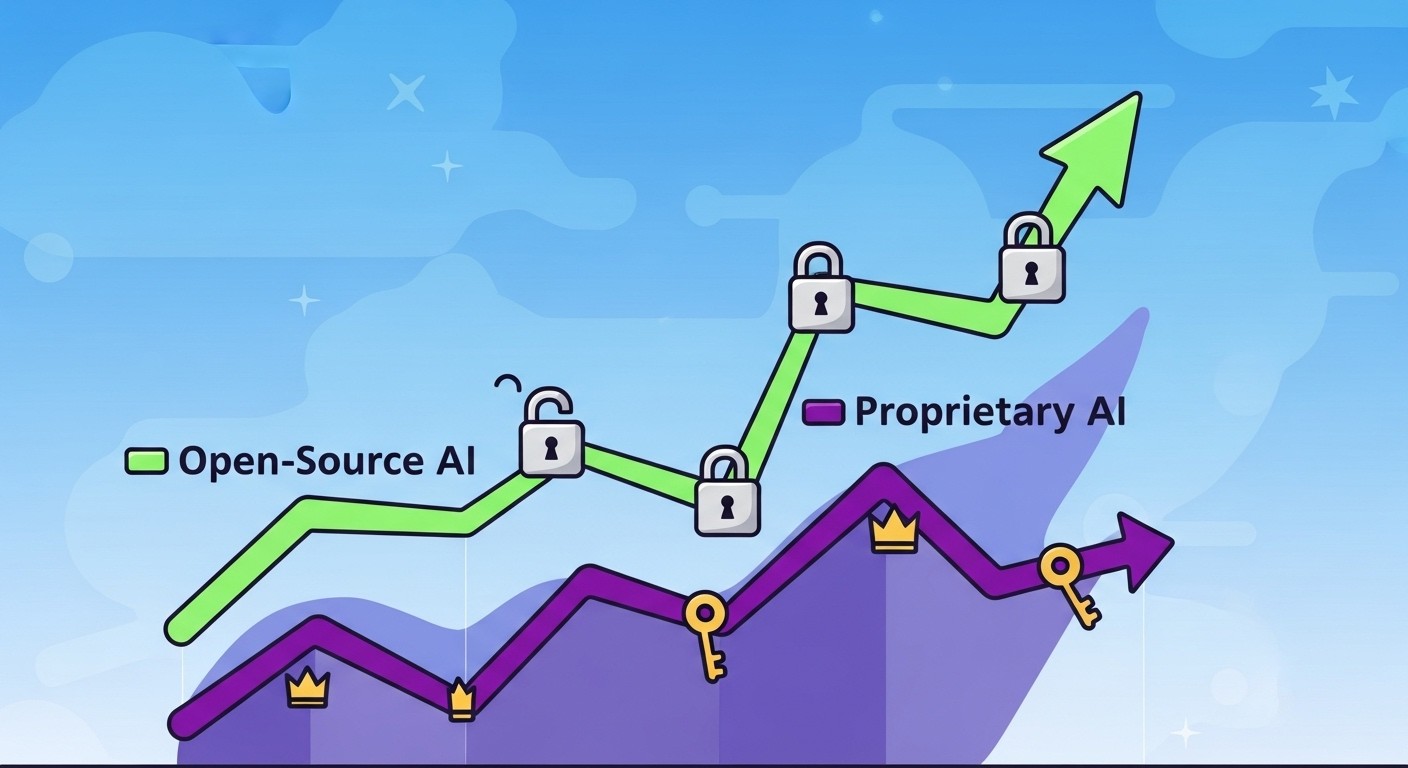 Performance comparison chart showing open-source vs proprietary AI model scores