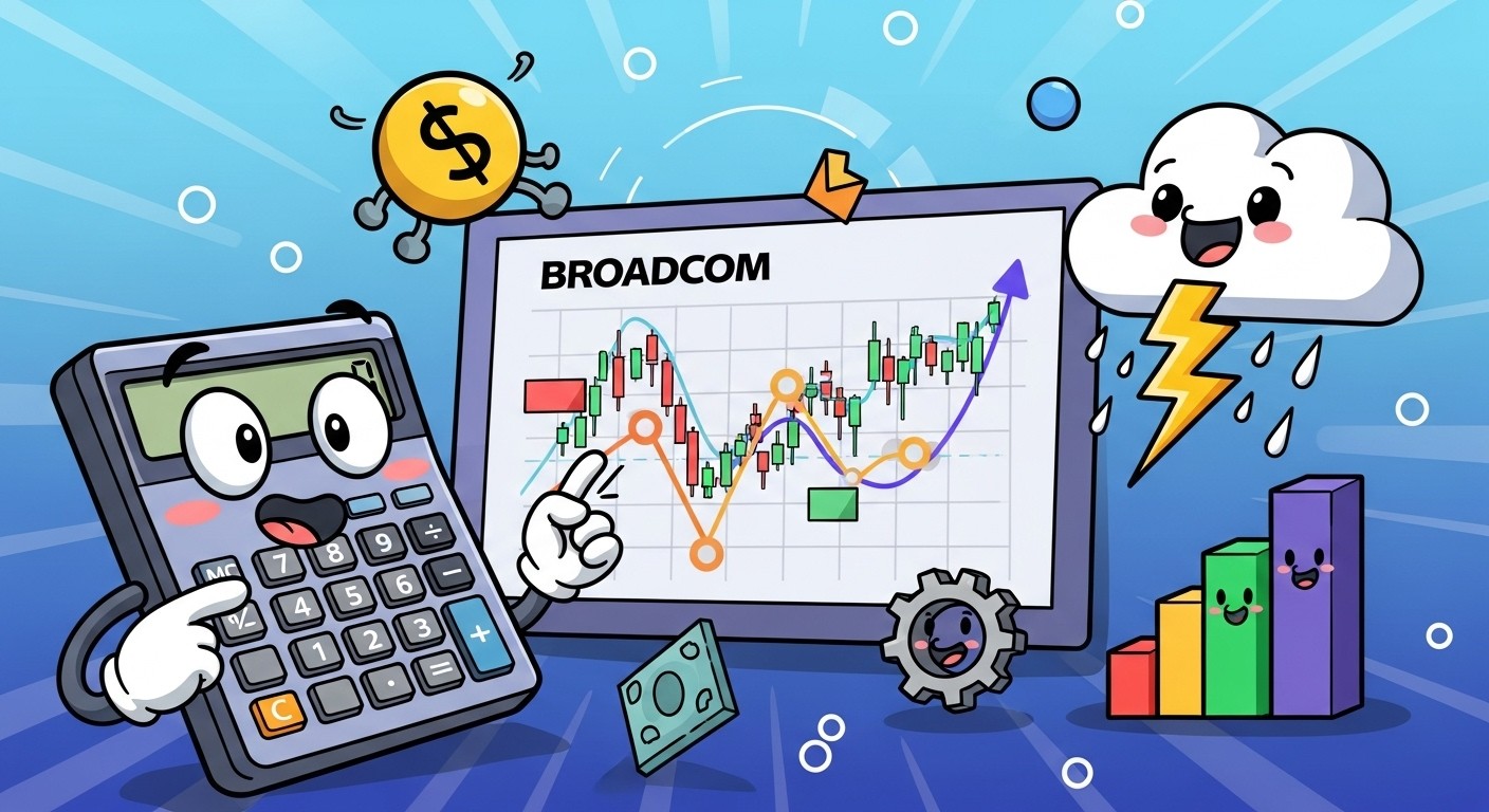 Financial dashboard showing Broadcom's earnings metrics and analyst projections