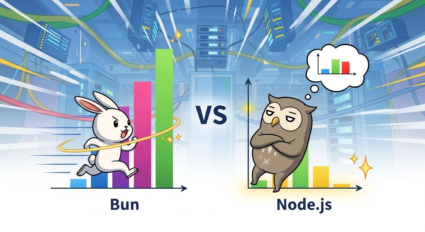 Performance comparison chart showing Bun vs Node.js benchmarks