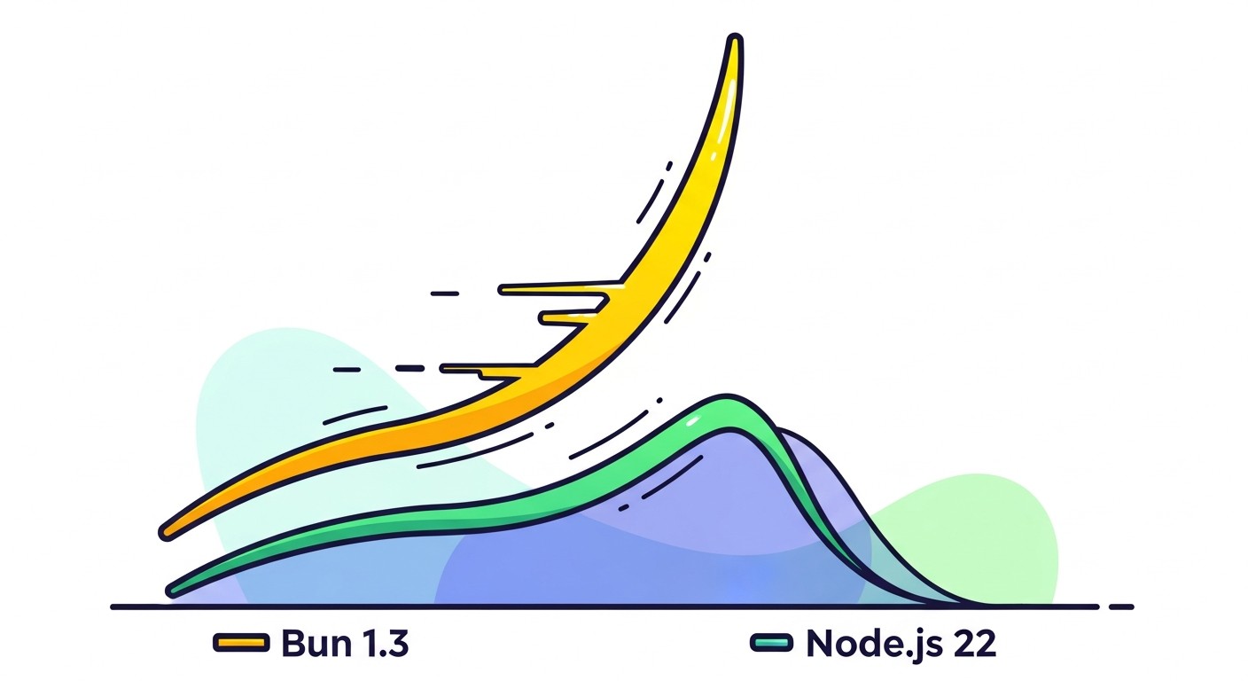 Graph showing Bun 1.3 and Node.js 22 HTTP throughput comparison over time