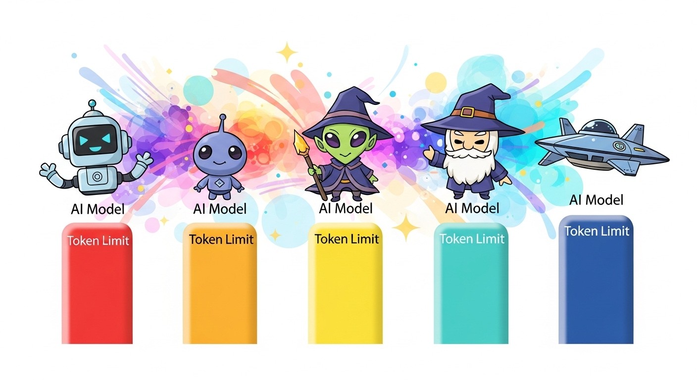 Comparison chart showing token limits across different AI models