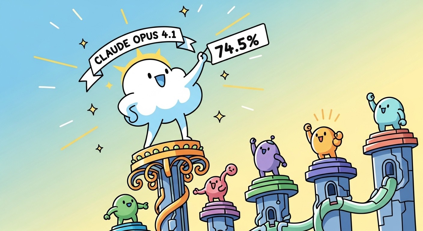 SWE-bench performance comparison showing Claude Opus 4.1 leading at 74.5%