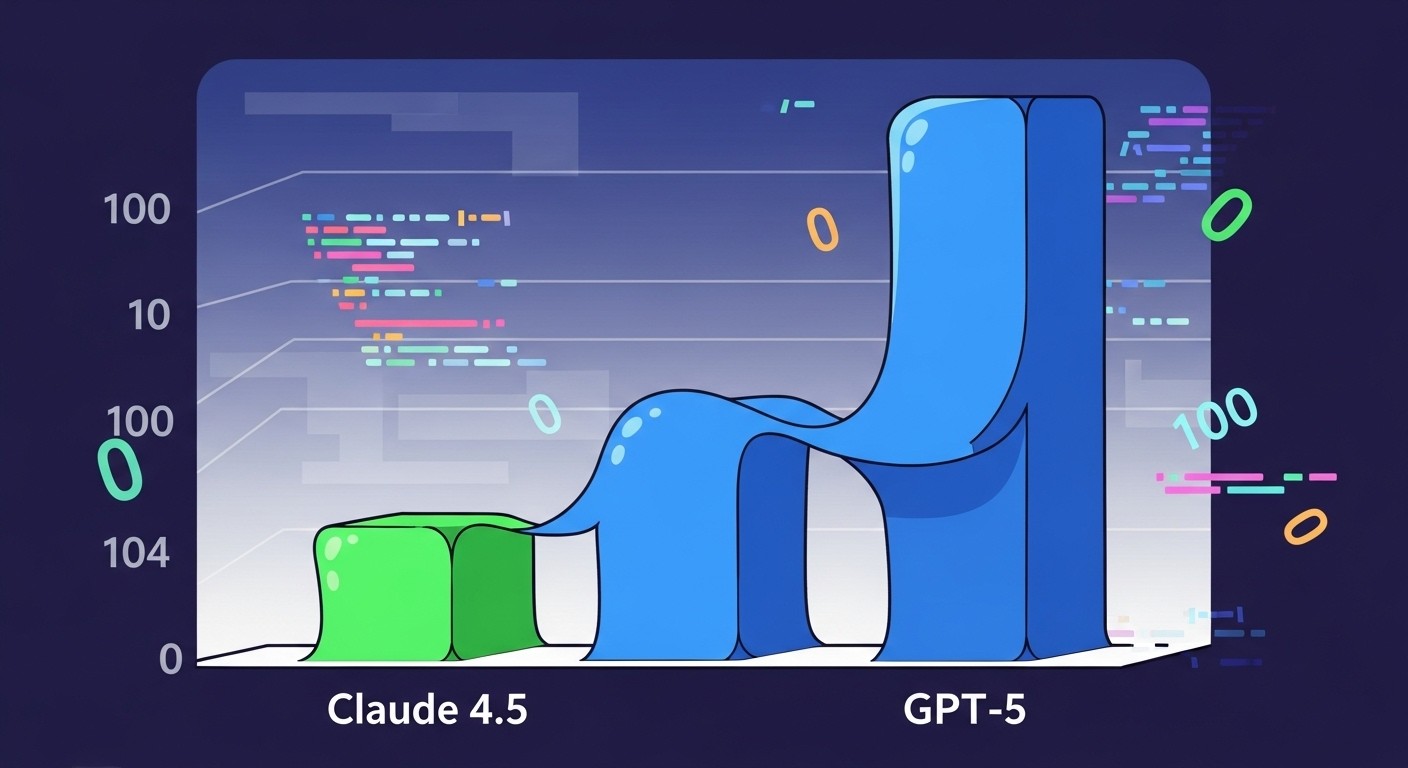 Bar chart comparing Claude 4.5 and GPT-5 performance across coding benchmarks