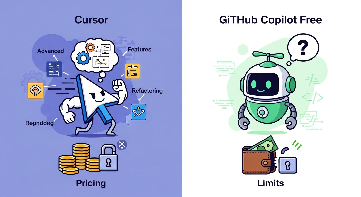 Cursor vs GitHub Copilot Free feature comparison with pricing and limits