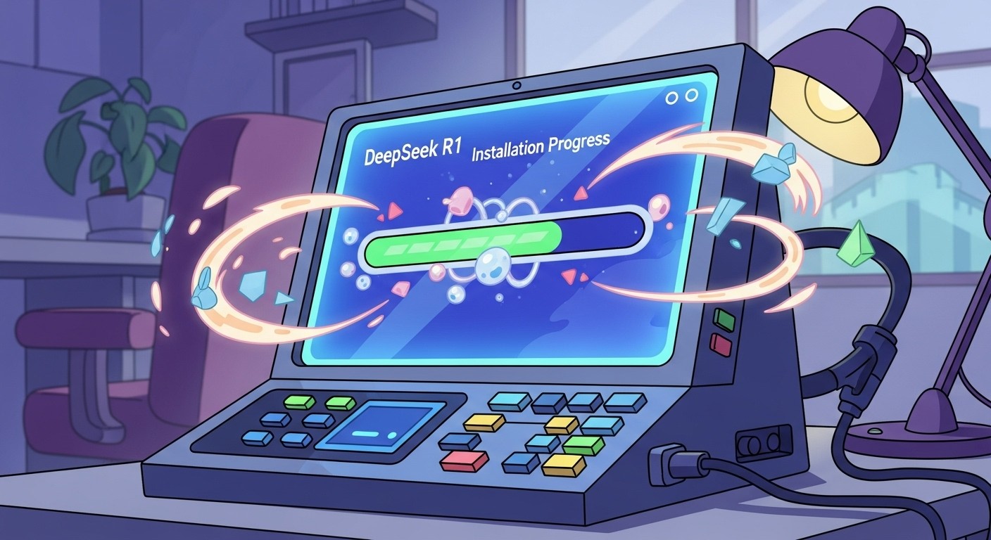 Terminal showing DeepSeek R1 installation progress