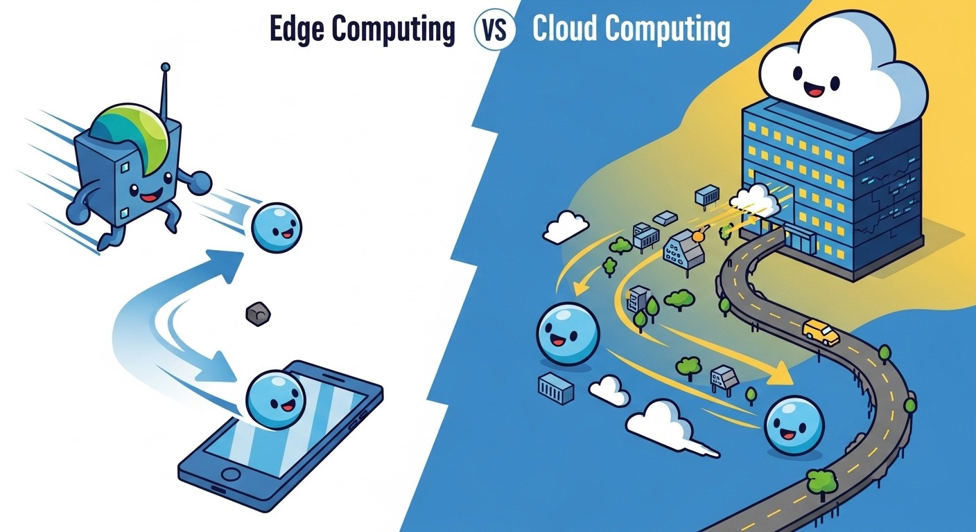 Performance comparison chart showing latency differences between edge and cloud computing