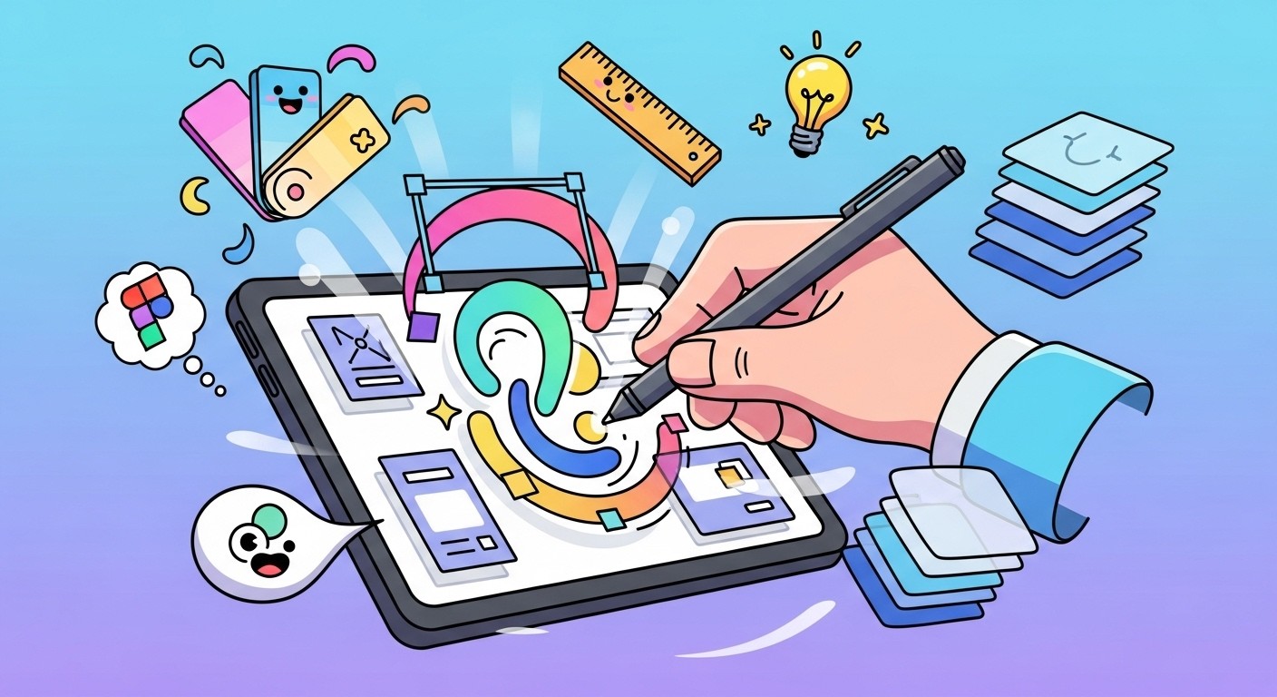 Figma Draw's vector editing interface showing advanced illustration tools