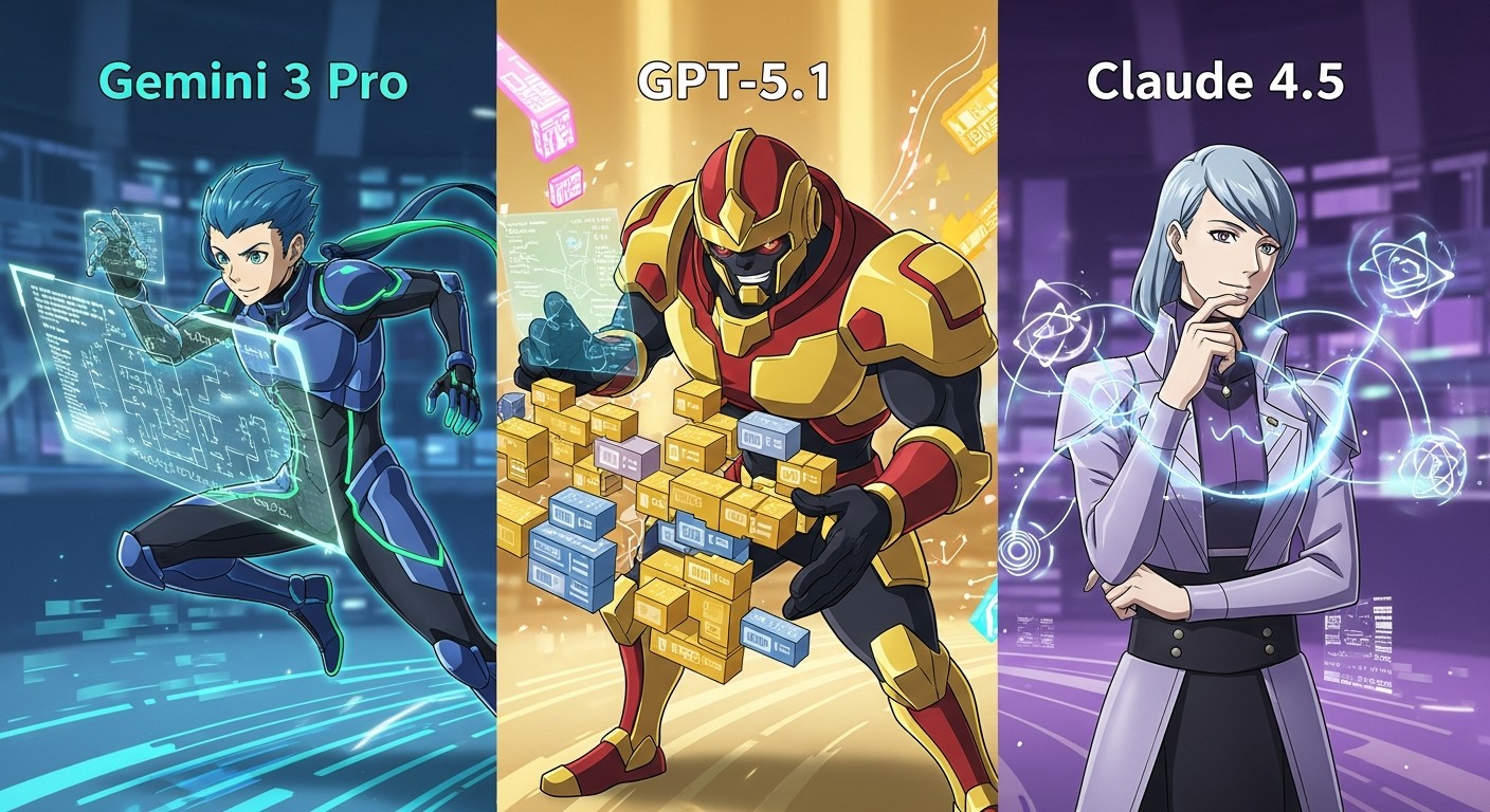 Gemini 3 Pro, GPT-5.1, and Claude 4.5 performance on coding and reasoning benchmarks