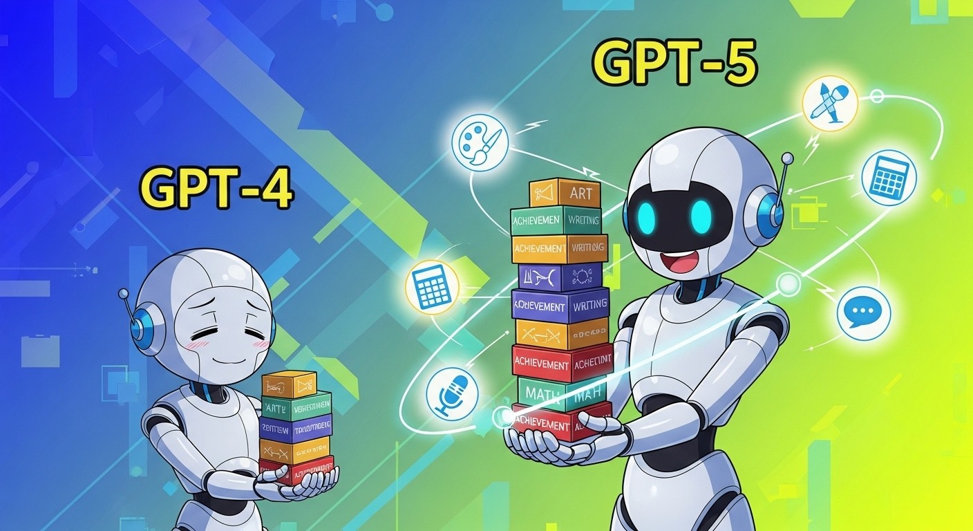 GPT-5 performance benchmarks compared to GPT-4 across various tasks