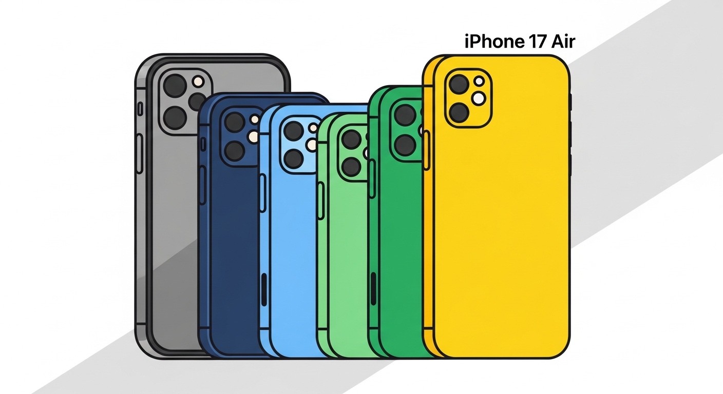 Visual comparison showing iPhone 17 Air thickness against previous iPhone models
