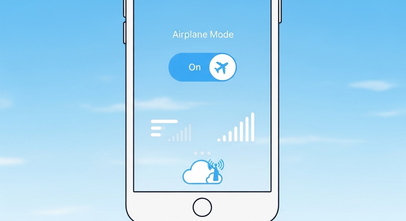 iPhone Settings screen showing Airplane Mode toggle and carrier information