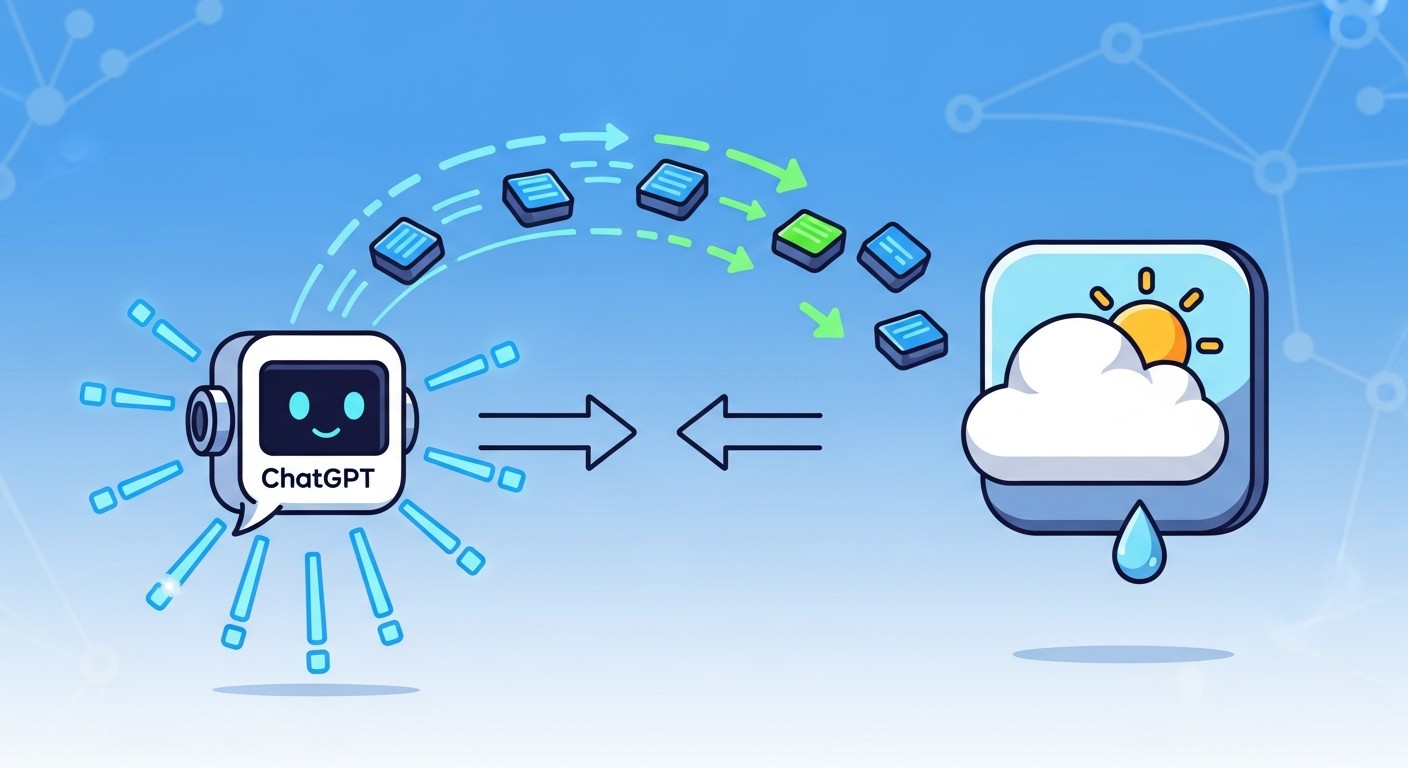 Model Context Protocol data flow between ChatGPT and weather app
