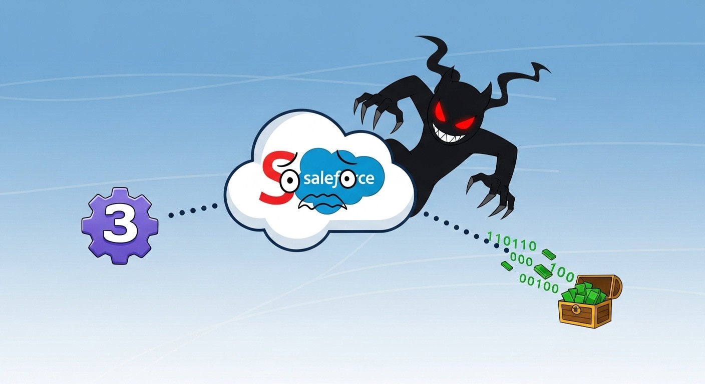 Diagram showing how attackers exploit third-party Salesforce integrations