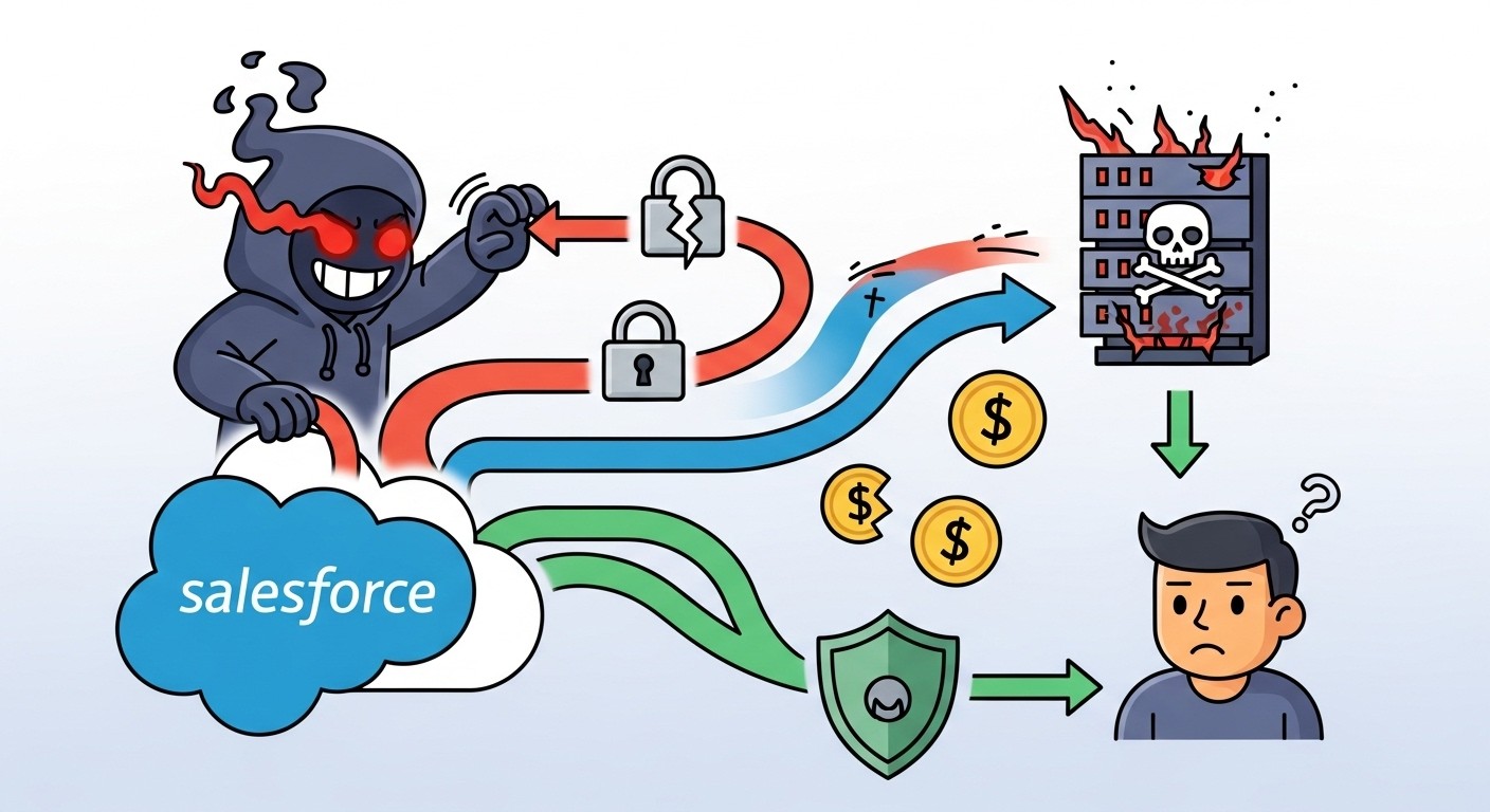 Diagram showing OAuth flow exploitation in Salesforce attacks
