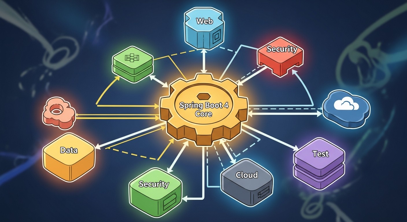 Spring Boot 4 modular dependency structure diagram