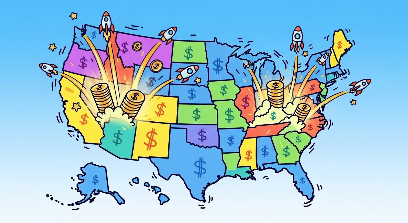 Geographic distribution of mega-round startup funding across US states