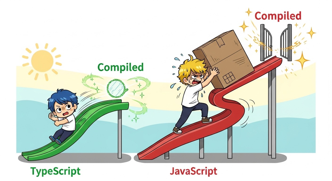 Performance comparison chart showing TypeScript native vs JavaScript compilation times