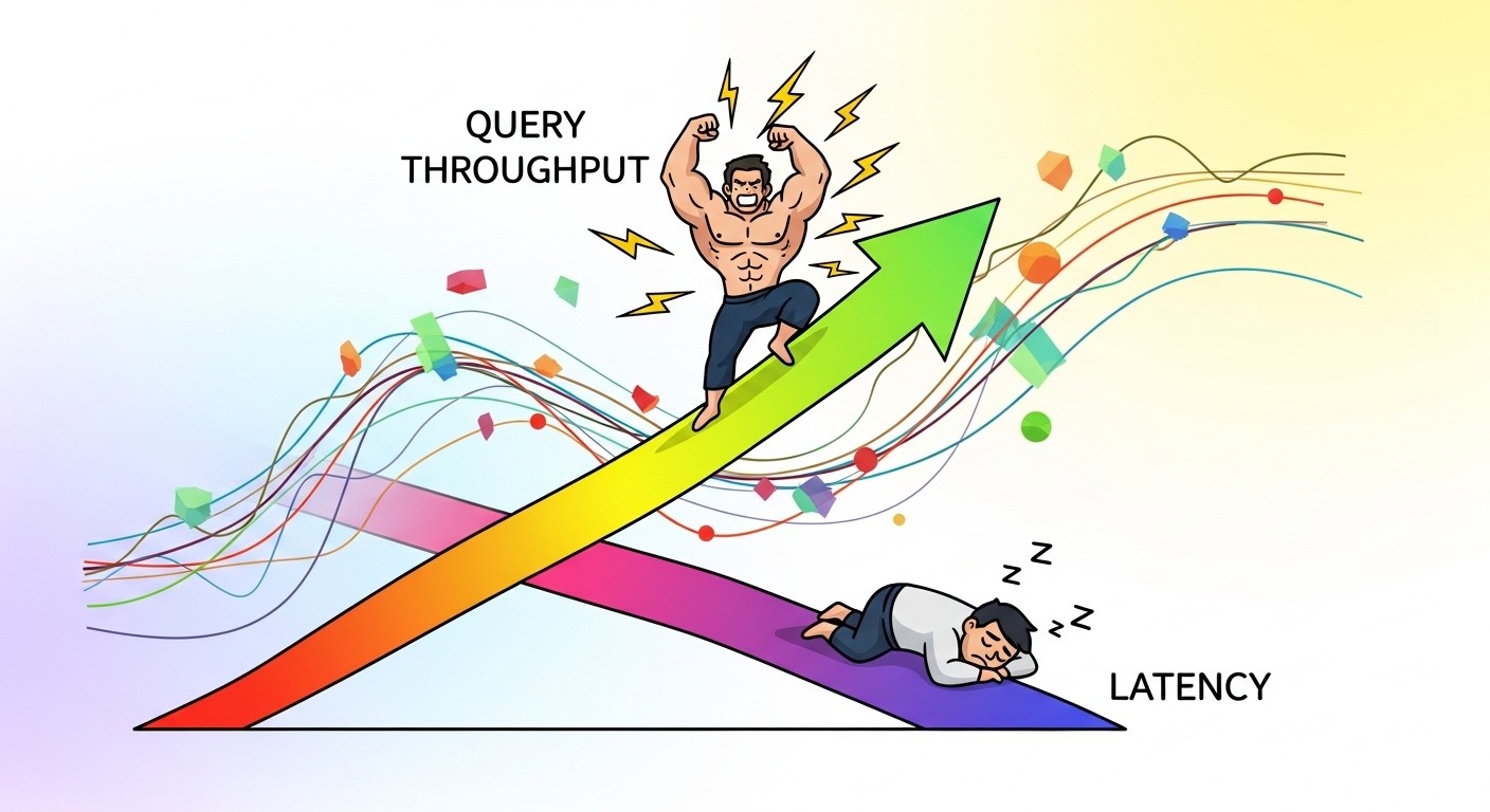 Performance comparison chart showing query throughput and latency metrics