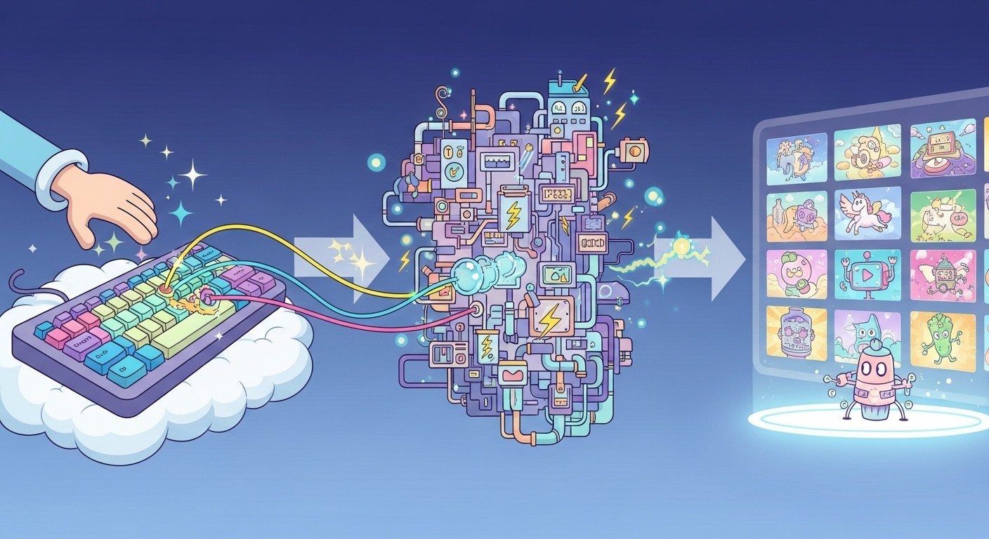 Veo 3 video generation workflow showing prompt input, processing, and output stages
