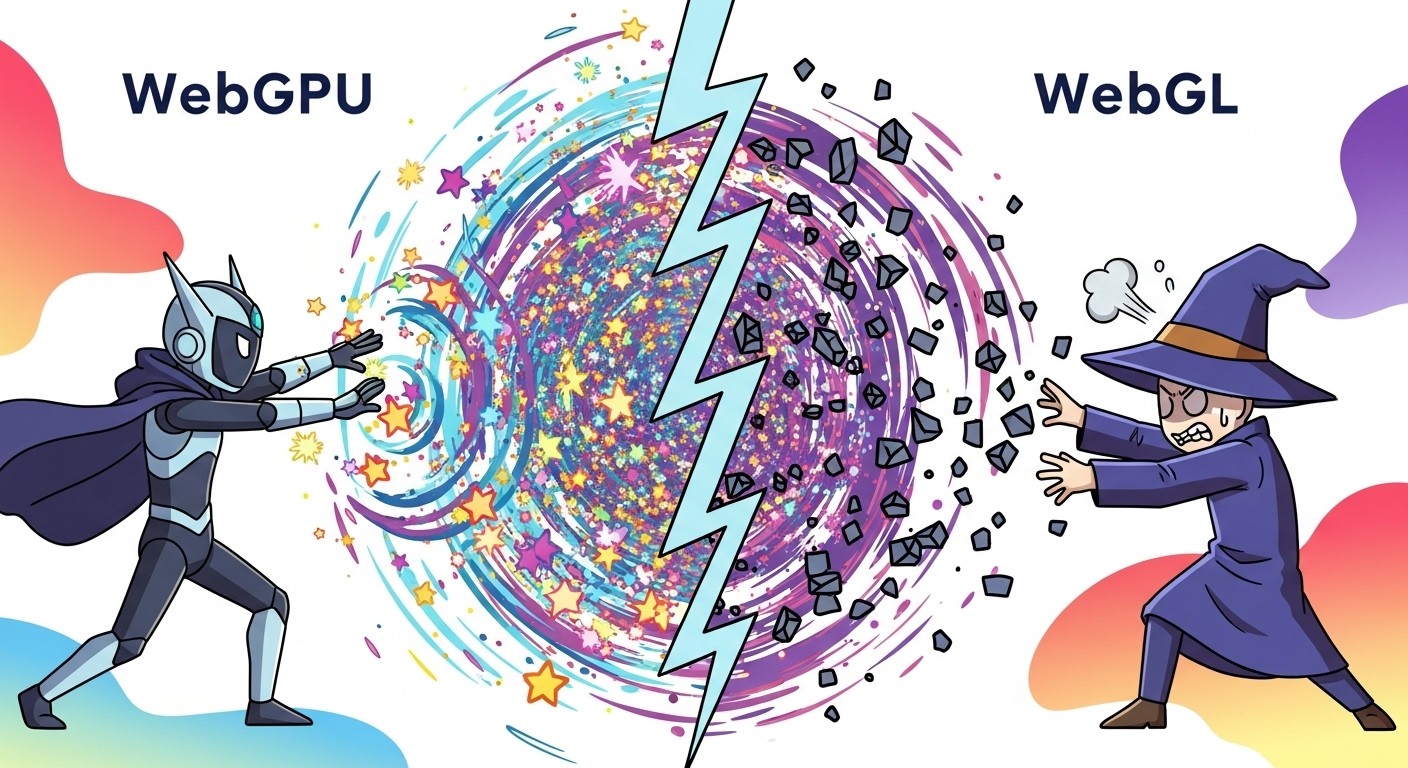 Performance comparison chart showing WebGPU vs WebGL particle system benchmarks